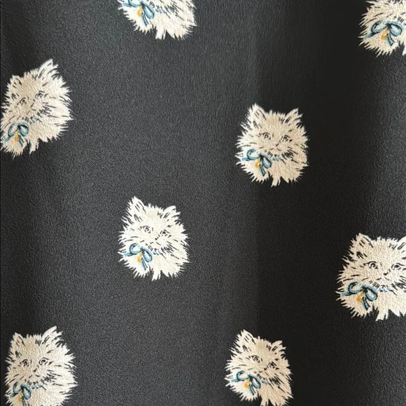Kate Spade Black Shirt with Cat Pattern size xs - Picture 6 of 10